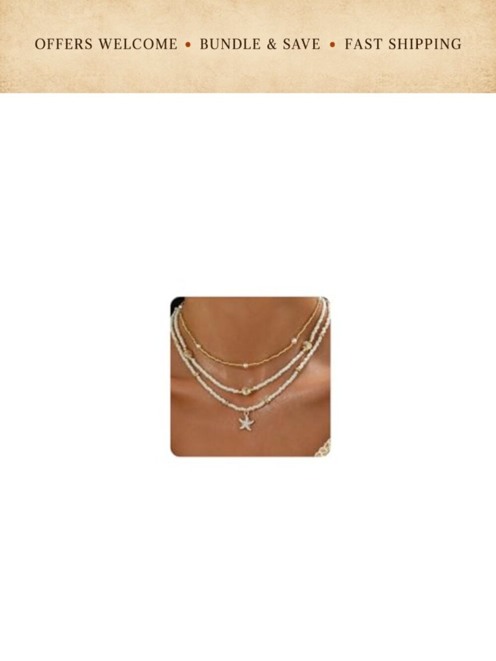 Handmade Natural Seashell Choker Set Adjustable Double Layer Beaded Necklace